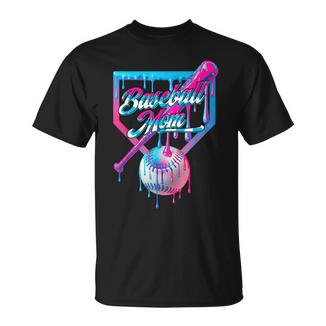 Mom Mama Baseball Ice Cream Drip Birthday T-Shirt - Monsterry