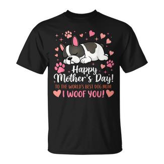 Happy Dog Mom I Woof You French Bulldog Women T-Shirt - Monsterry