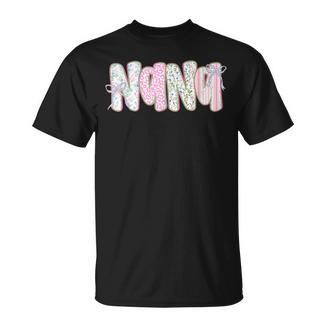Nana Floral Coquette Bow Mother's Day Cute Grandma T-Shirt | Mazezy
