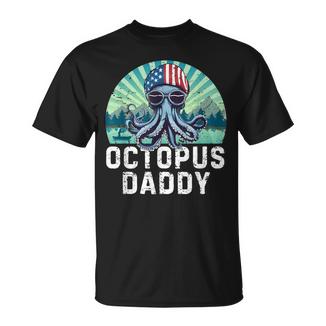 Octopus Daddy Bandiera Usa Festa Del Papà 4 Luglio Retrò Maglietta - Novitaregali