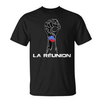 Poing Levé Homme Réunionnais Fierté Drapeau La Réunion 974 T-Shirt - Cadeauxyz