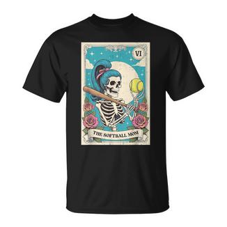Softball Mom Skeleton Cheer Mama Game Day Womens T-Shirt - Thegiftio