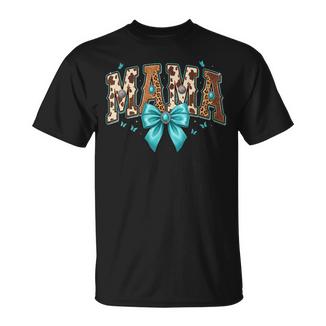 Western Mama Cow Print Leopard Mom Idea T-Shirt - Monsterry