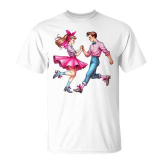Coquette Bow Sock Hop Dance Dancer Partner 50S Girl Mom Pink T-Shirt - Thegiftio