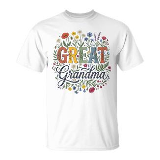Cute Wildflowers Grandma Floral Mother's Day Great Grandma T-Shirt | Mazezy