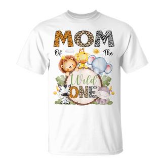 Mom Of The Wild One 1St Birthday Boy Safari Animals T-Shirt - Thegiftio