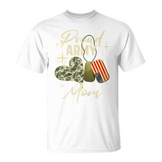 Proud Army Mom Camouflage Mother's Day Dog Tag Us Flag Women T-Shirt - Thegiftio