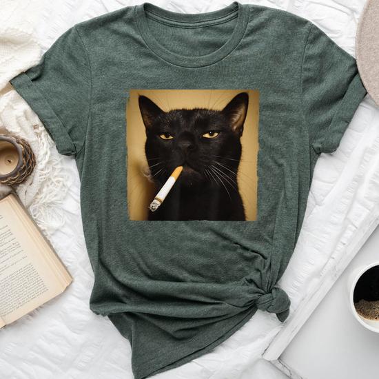 cat cigarette t shirt Cat Smoking Cigarette Kitty Meme Women Bella Canvas T-shirt